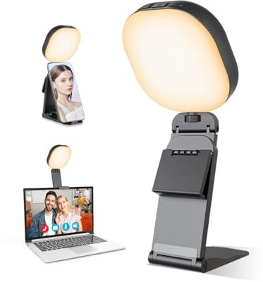 UBeesize Selfie Licht, 60 LED Handy Licht 3 Lichtmodi Einstellbar, Wiederaufladbarer Clip 360° Videokonferenz Licht Kompatibel mit Handys, iPads, Laptops Licht für Bilder Für Live-Streaming, Vlog