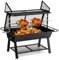 Blumfeldt 2-in-1 Barbacoa Carbon, Cajon Barbacoa Leña con Cubierta para Chispas Extra Grande, Mini Barbacoa de Asado para Exterior con Rejilla de Acero Inoxidable, BBQ con Protector de Lluvia