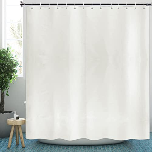 YISURE Duschvorhang Creme Kurz schmal 150cm Höhe, Stoff Kürzere Duschvorhang Wasserdicht mit Gewicht Saum, Breite 150 x Höhe 150cm