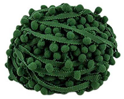 SHTGOI 5 Yards Pomponborte Bommelborte Bommel Fringe Band Fransenborte Pomponband Bommelband Pompom Fransenbesatz Pom Poms Quaste Borte Zierborrte für Kleidung Vorhang Dekoration Dunkelgrün