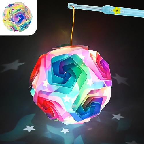 Ulikey St Martin Laterne Bastelset, Martinslaterne mit Laternenstab, Laternenumzug Kinder, Laterne Selber Basteln Kinder für St. Martin, Martinsumzug, Halloween, Weihnachten, mit Tutorial (Stil 1)