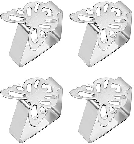 Tischdecke Halter Edelstahl, 4Stück Tischabdeckungsklemmen Verdicken Tischdeckenclips, Rutschfest Tischklammern für Dicke Tische, Tischdecke Clips Klammern für Outdoor Gartentisch Restaurant Party (B)
