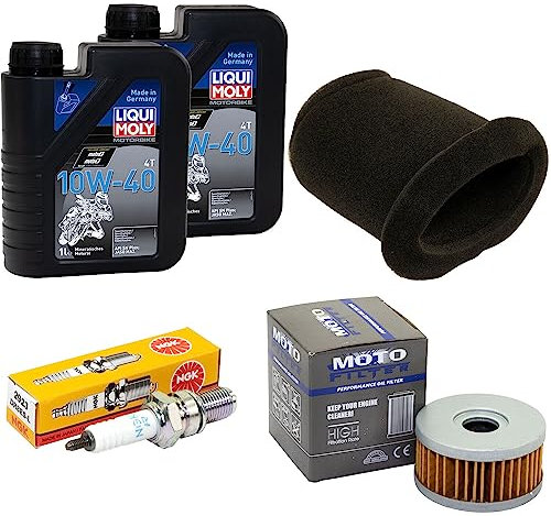 Wartungspaket Öl 2L + Luftfilter + Ölfilter + Zündkerze für Suzu ki GN 250 GNX 250 GN250 GNX250 Baujahr 1982-1999