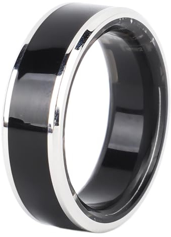 Bewinner Smart Ring Health Tracker, Intelligenter Schrittzähler Zur Schlaf-Herzfrequenzüberwachung, Wasserdichter Fitnessring mit Integrierten Sportspielen, Schwarz Silber
