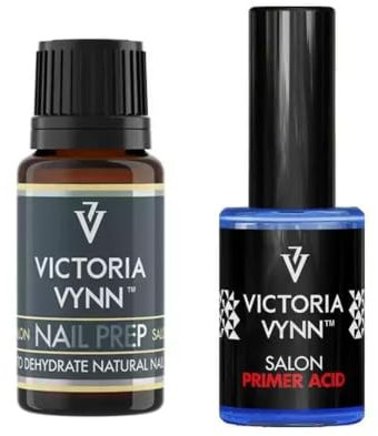 Vicoria Vynn Salon Premium Nagelpflege-Set – Säurehaltiger Nagel Primer 15 ml & Nail Prep Entfetter/Dehydrator 15 ml für UV-/LED-Gelnägel