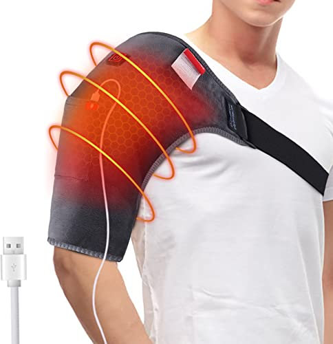 Comfheat beheizte Schulter Wrap USB Schulter Heizung Pads für Rotator Manschette Schmerzen Oberarm Muskel Relief 3 Heizung Einstellungen Portable Schulter Heat Pad für Reisen (nicht aufladbar)