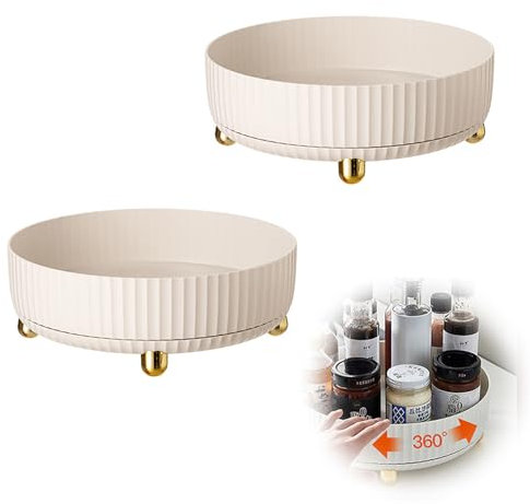 Cobenga 2 Organizador giratorio de 360° para mesa giratoria, bandeja de almacenamiento giratoria de 360°, organizador de perfumes y maquillaje, organizador giratorio de 8,7 pulgadas para cosméticos