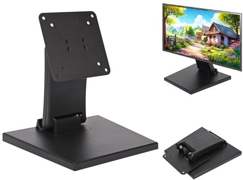 Flat Monitor Stand - Folding Heavy Duty Low Profile Mount Adjustable Desk Stand for 10-27 inch Flat TV Screen, Metal VESA Compatible 75x75mm 100x100mm