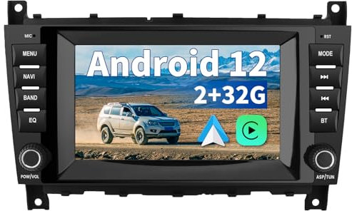 AWESAFE Autoradio für Mercedes Benz C-Klasse W203 W209 CLK, Android 12 System, 8 Zoll Touchscreen, 2G+32G, Unterstützt Navigation Carplay Android Auto Bluetooth WiFi