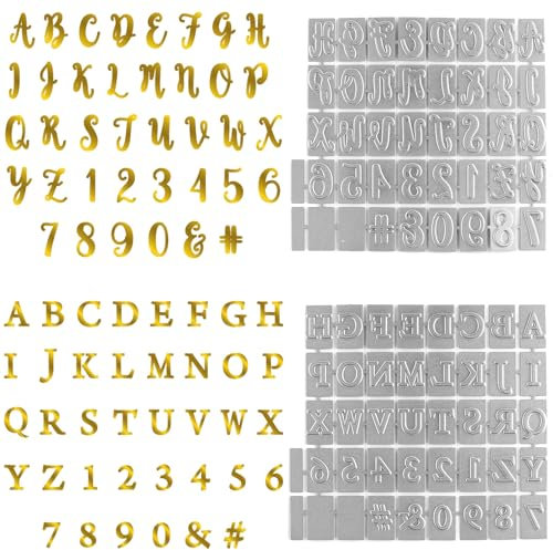 2PCS Glimmer Hot Foil Plate,Morden Script Alphabet Letter Numbers Metal Foil Plate Dies for Card Making Paper Crafts Embossing Scrapbooking Arts Crafts Scrapbooking Supplies Handmade Crafts Album Deco