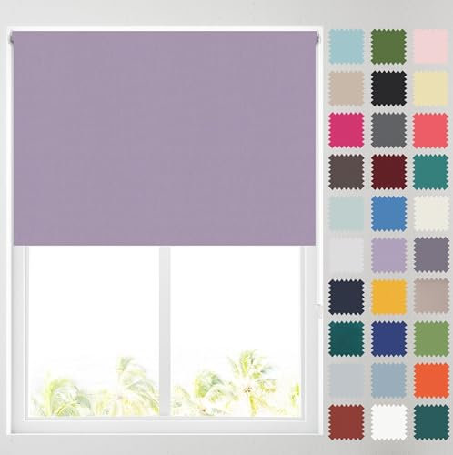 Barnes Blinds - Blackout Roller Blinds for Windows, Custom Cut to Size - Black Out Thermal Fabric Durable Fittings Easy Fit - Roller Blind (Lilac 91.5cm)