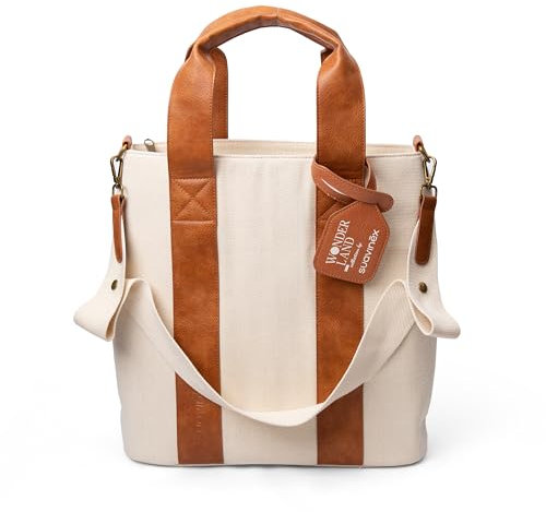 Suavinex, Bolso Maternidad Tote Bag, Bolso Carro Bebé de Gran Capacidad, Asas Ajustables al Carrito, Cierre de Cremallera, Ideal Silla Paseo, Impermeable, con Bolsillos Interiores, Beige