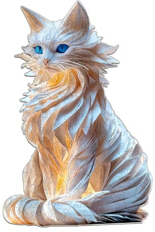 KaayeeWood Holzpuzzle Erwachsene,Edle Katze Holzpuzzle,Einzigartige Wooden Puzzle Mit Geschenkbox,Geschenke für Kinder und Erwachsene(34 * 22.6cm-160 Stück)