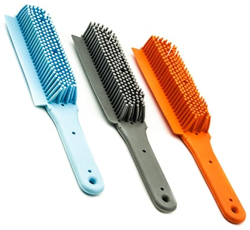 2 in 1: Professional Multi-Use Pet Hair Remover RUBBER BRUSH to Broom Outdoor & Indoor | Cat & Dog Brush | Cat and Dog Grooming Mit | Carpet, Car, Furniture (Blue)