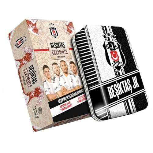 Beşiktaş Sammelkarten 2023/24 Mythos Cards - 25 Karten Metal Box mit 2 Nummerierten Karten, Offiziell Lizenziert, Fußball Besiktas BJK Saison Geschenk