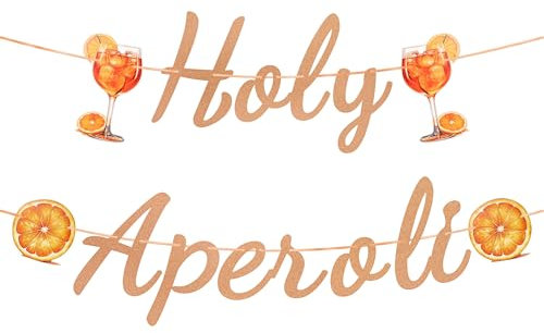 Aperol Deko, Holy Aperoli Banner, Getrocknete Orangenscheiben Cocktail Bar Zubehör, Cocktails Getrocknete Orangen Girlande, JGA Sommerparty Deko, Orange Glitzer Partyzubehör