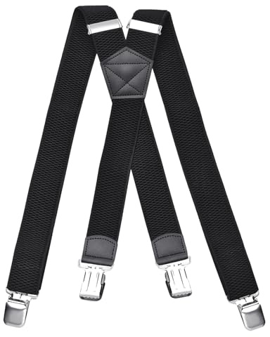 DonDon Hosenträger Herren extra stark - Hosenträger schwarz für Arbeitshosen und Anzug mit starken Clips lang schmal oder Riemen für Herren breit in Y-Form oder X-Form