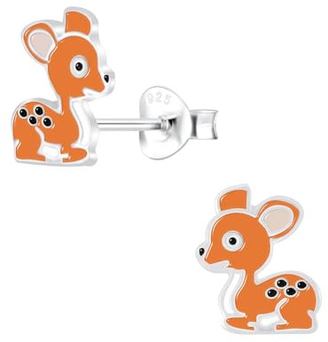 Monkimau Mädchen Ohrringe Reh | Ohrstecker aus 925 Sterling Silber | Kinderohrringe hypoallergen