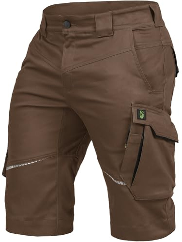 Leibwächter Arbeitsshorts Herren Flex Line Haselnuss – Größe 46 – Robuste Cargo Hose mit Taschen – Handwerker Shorts – Berufsbekleidung – Multifunktionshose mit Reflektoren