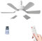 Kouamor 46cm Ceiling Fan Light Bulb Bayonet Fitting, Ceilings Fans with Light & Remote Control, Ceiling Fans Lights Dimmable, B22/E27 Ceilings Lamp with 6 Blade, 3 Speed Timing (B22-white)