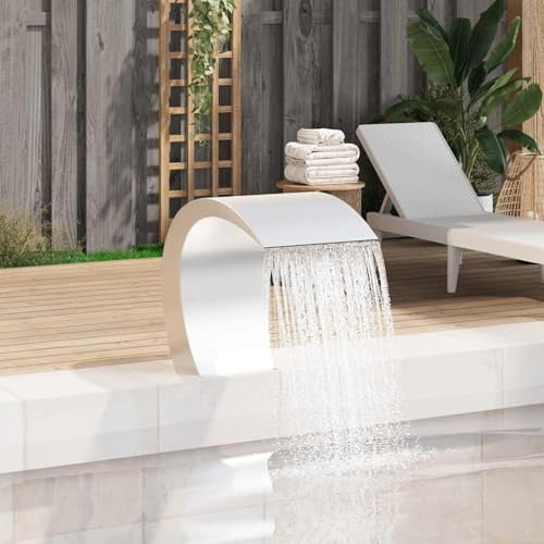 Gecheer Edelstahl Pool-Fontäne Garten Wasserfall Dekoration Schwimmbecken