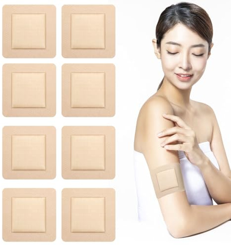 Solivive 8 PCS Silicone Foam Dressing 7.5cm x 7.5cm Foams Dressing for Wounds with Border Adhesive Waterproof Central Ultra Absorbent-Foam, Silicone Wound Dressing Silicones Wound Bandage