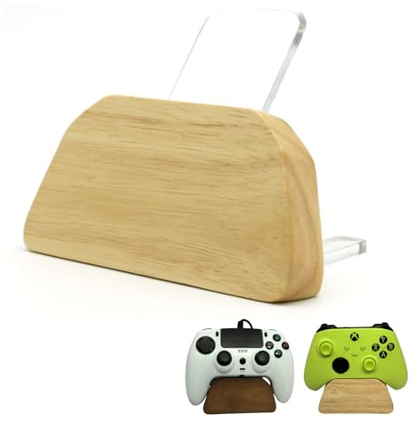 ZHUOYING Solid Wood Gamepad Stand, Controller Holder for PS4 PS5 Xbox | This holder tidies gaming desk, fits most controllers, nice decor, ideal gift for father, son & boyfriend