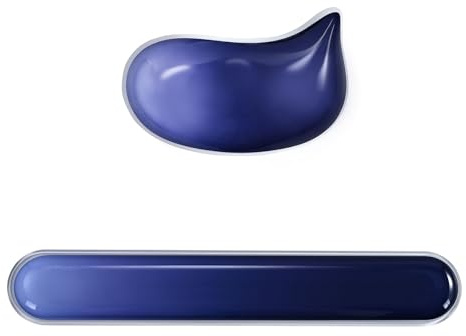 EooCoo Alfombrilla Ratón Ergonómico de Gel + Reposamuñecas Teclado, Azul | Alfombrilla Raton, Duradero Mouse Pad, Mousepad para PC Gaming, Portátil, Oficina y Hogar, Gamer, Tacto Agradable