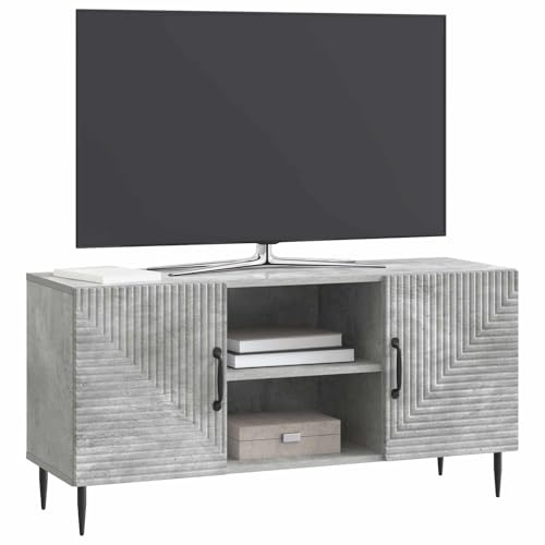 vidaXL TV-Schränk Betongrau 102 x 34,5 x 50 cm Holzwerkstoff, Vintage Rechteckiges Medienregal, Praktischer TV-Schrank, Viel Platz, Möbel zum Organisieren