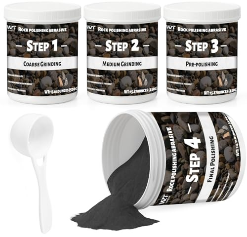 EIGTWEN Rock Tumbler Grit and Polish Refill Kit 2 kg – per qualsiasi marca di Rock Polish, 4 supporti base per burattare (grana grossa/media/prelucidata/lucidata finale)