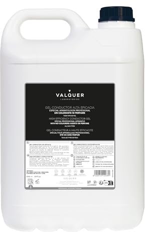 Valquer Ultraschall-Leitgel für Gesicht und Körper. Einsatz in den Bereichen Hochfrequenz, Laser-Haarentfernung, Mikroströme, IPL und Kavitation. Farb- und geruchlos auf Wasserbasis 5000 ml