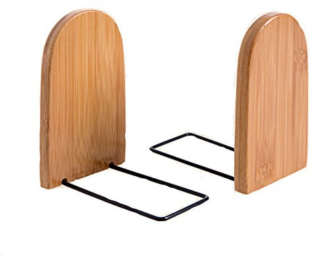 Bambus Buchstütze Buchständer mit Metallhalterung Buchhalter Schreibtisch Organizer Bücher CD Ständer Halter Stütze Bücheneule Standfest Buchaufsteller für Büro Arbeitszimmer Zuhause