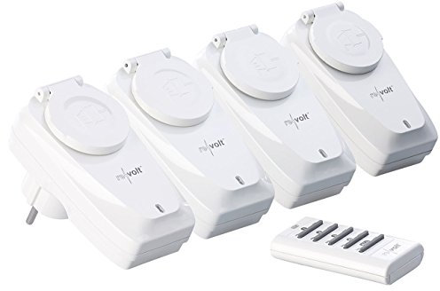 revolt Funksteckdosen-Set außen: 4er-Set Outdoor-Funksteckdosen mit Fernbedienung, IP44, bis 1.000 Watt (Funkschalter aussen Fernbedienung, Steckdose mit Funk-Schalter, Weihnachtsbaumbeleuchtung)