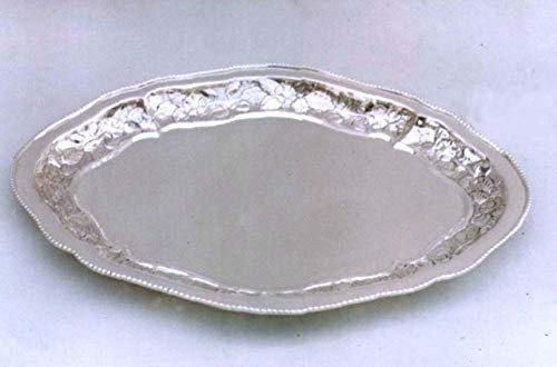 ROYAL QUEEN Vassoio Ovale Argentato Argento Sheffield Stile perlinato cod.5145028 cm 45x35x3h by Varotto & Co.