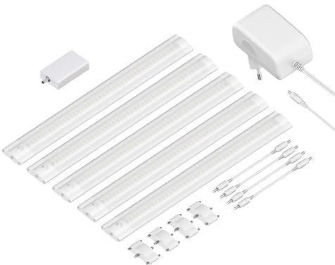 ledscom.de Smarte LED Unterbau-Leuchte SIRIS weiß matt, WLAN-Controller, flach, Smart-Home, Alexa-fähig, je 30cm, je 370lm, weiß, 5er Set