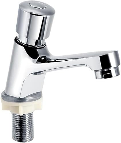 Grifo del fregadero del baño de la cocina, Cromado a presión cierre automático ahorro de agua Retraso del lavabo grifo del fregadero