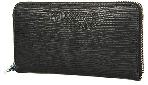 Trussardi Damen Brieftasche Portemonnaie JEANS Artikel 75W00180 T-TOTE ZIP 3PKT LG SAFFIANO WALLET - cm.20,5x11x2,5, K299 Nero - Black, UNICA - ONE SIZE