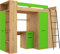 Hochbett mit Schreibtisch, Kleiderschrank und Bücherregal - Loftbett für Kinder - Komplettes Möbelset 236x120x190 cm - 90x200 cm Bettgröße - Rechte Leiter - VERANA - (Eiche Artisan/Grün)