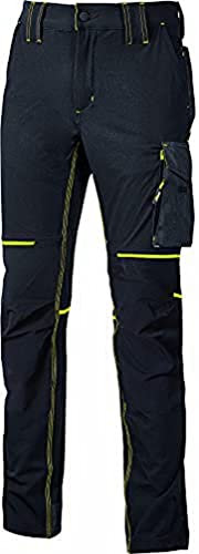 U-Power World, Pantaloni Cargo Slim Fit, con Multi Tasche Frontali e Laterali, Pantaloni Comodi ed Estensibili, con Bottone Frontale, Tessuto Traspirante (BLACK CARBON - S)