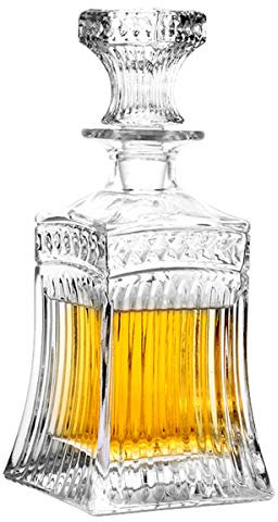 Carafe à décanter en verre avec bouchon géométrique hermétique – Décanteur à whisky pour vin, bourbon, brandy, liqueur, jus, eau, bain de bouche. Verre italien sans plomb (500 ml)