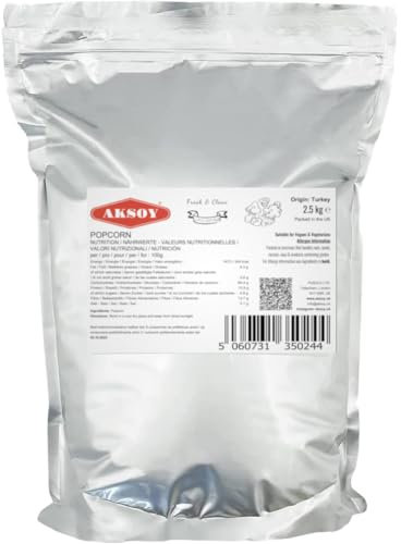 AKSOY Popping Corn Kernels - 2.5KG | Popcorn Seeds for Stovetop, Microwave & Air Popper | Freshly Harvested Corn for Delicious Homemade Popcorn Snacks...(Packaging may vary)