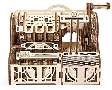 UGEARS 3D Puzzle Erwachsene Registrierkasse - 3D Modellbausatz - DIY Bausatz 3D Modellbaukasten - Sparkässchen Mechanische Modell - Kreatives Geschenk 3D Holzpuzzle für Erwachsene und Jugendliche