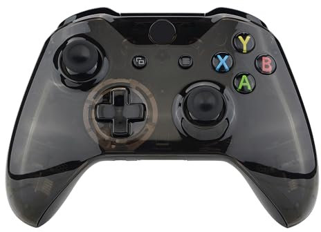 eXtremeRate Carcasa Transparente para Xbox One S X Mando Protectora de la Placa Frontal Funda Delantera Cubierta Shell Kit de reemplazo para Xbox One X S Control-Model 1708 (Cristal Negro)