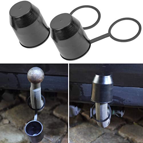 Cubierta de Bola para Gancho de Remolque, 2 x Negro, para Cabeza de Bola de hasta Ø 50 mm (2 Pulgadas) Cubierta de plástico, Cubierta de Gancho, Tapon Protector contra la abrasión y la Suciedad