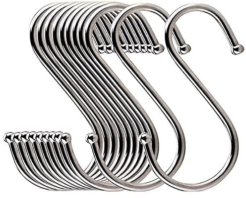 10PCS Stainless Steel S Hook - S Shaped Heavy Duty Hanging Sturdy Metal Hooks for Clothes & Towel - Hanging Hangers Hooks With Round Ball Ends for Home Kitchen, Workshop, Office, Bathroom and Bedroom