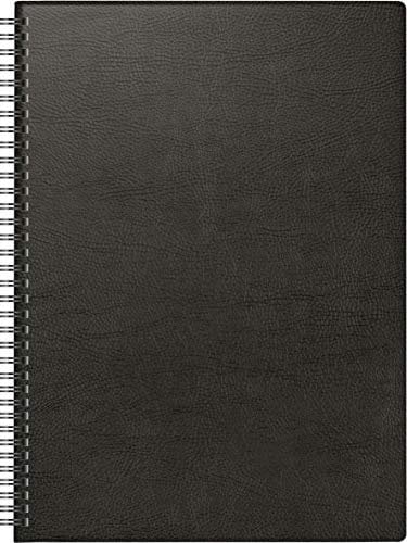 BRUNNEN 1078101902 Buchkalender Modell 781, 2 Seiten = 1 Woche, 21 x 29,7 cm, Kunststoff-Decke schwarz, Kalendarium 2022, Wire-O-Bindung