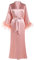 PRODESIGN Satin Kimono Robe Long Silky Bath Robe with Ostrich Feather Trim Sleepwear Wedding Bridesmaid Robe Pink