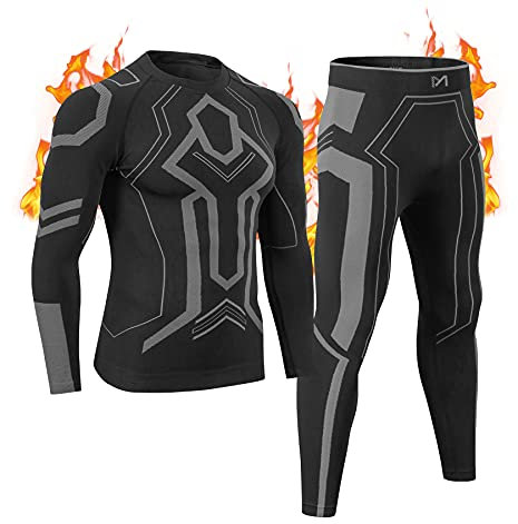 MeetHoo Thermounterwäsche Herren, Funktionswäsche Männer Skiunterwäsche Atmungsaktiv Funktionsunterwäsche Hause Thermo Unterwasche für Running Sports Ski