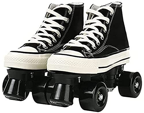 JianJud Rollschuhe Outdoor, Klassische Vierrädrige Zweireihige Canvas-Rollschuhe Für Mädchen, Sicher Und Langlebig, Ideal Für Anfänger