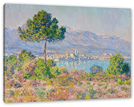 Pixxprint Claude Monet - Antibes vue du plateau Notre Dame, Größe: 80x60cm, Leinwandbild, fertig gespannt, Wandbild, Dekoration, Kunstdruck, kein Poster